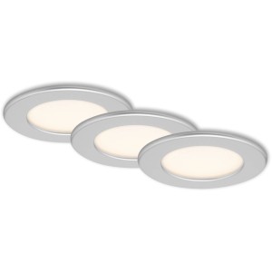 Brilo LED-Einbauleuchte Thin 3er-Set, chrom-matt. Einbaustrahler für Bad und Wohnraum.