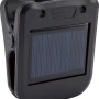 Schwarze Solar LED Gartenleuchte mit Clip-on und Solarpanel.