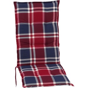 Sun Garden Hochlehner-Auflage Langeoog Blau-Bordeaux Kariert