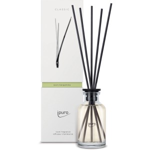 ipuro Raumduft Classic Bergamotte 75ml mit Duftstäbchen und Verpackung.