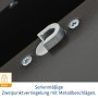 Detailaufnahme: Zweipunktverriegelung der EcoStar Gartenbox Anthrazit Grau.