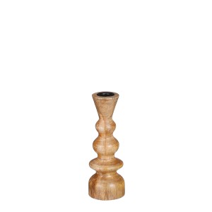 Brauner Mica Decorations Kerzenständer Breggo aus Mangoholz, 20 cm hoch.