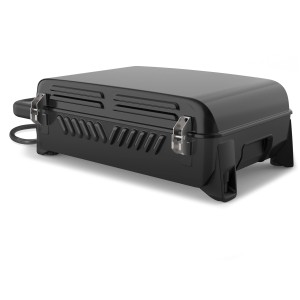 Weber Slate GP 56cm Premium Plancha Gasgrill in Schwarz, Tischgerät mit Deckel.