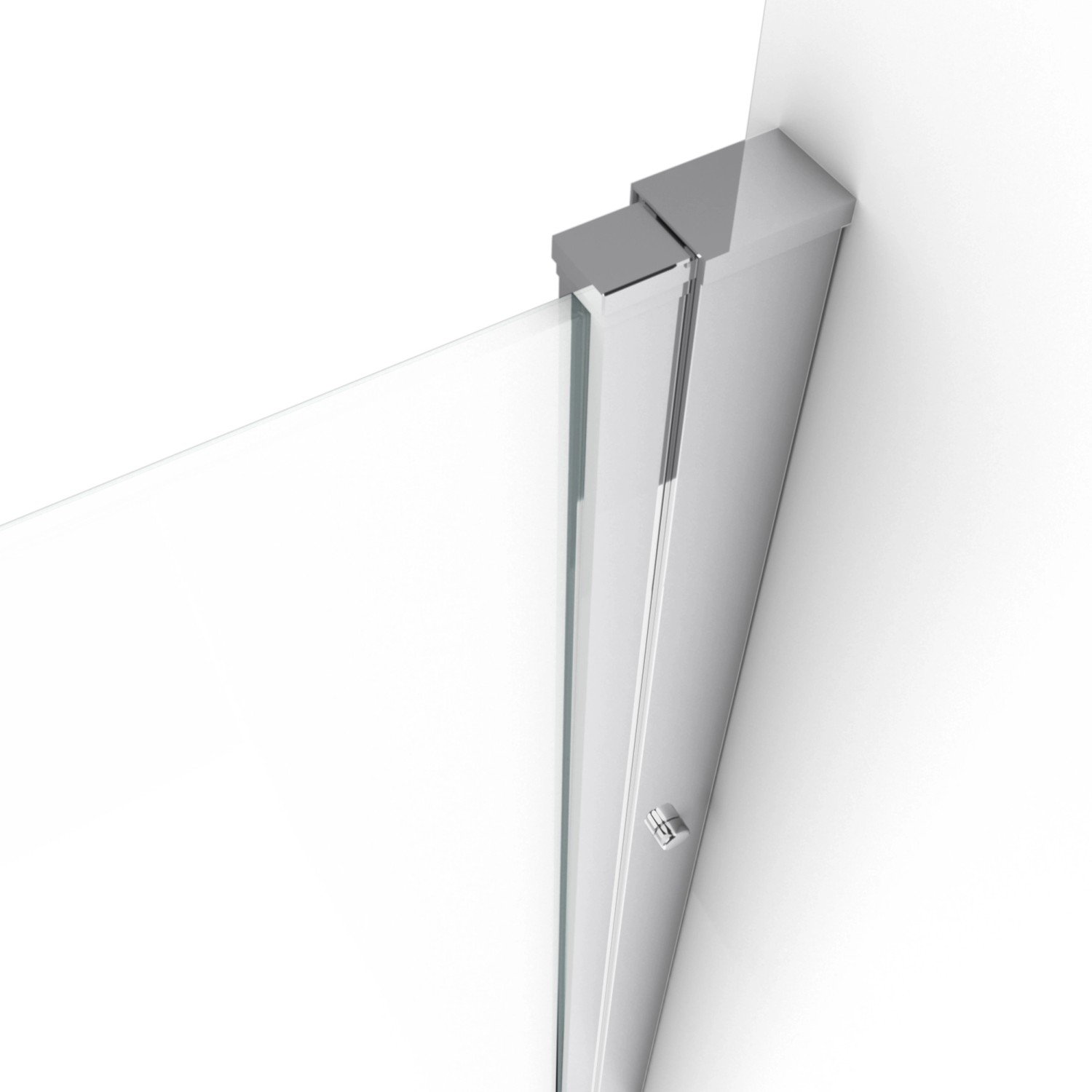 Detailaufnahme: Aurlane Glasdusche Silver Calm 90, Chrom-Profile, 90x200 cm.