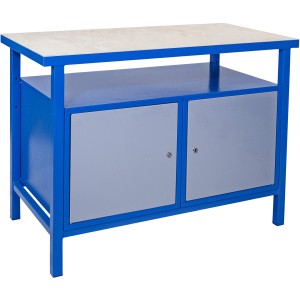 Güde Werkbank P 1200 TT in Grau-Blau mit zwei abschließbaren Fächern.
