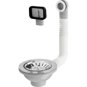 Prevex Ablaufventil-Set 1 1/2 Zoll, Ø 114 mm, Chrom für Spüle.