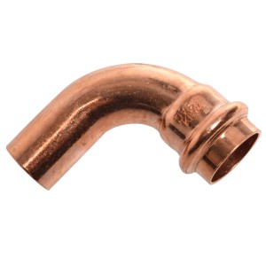 Kirchhoff CU-Bogen 90° mit Muffe, 15 mm, aus Kupfer für Pressfittings.