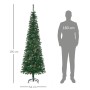 Schlanker künstlicher Weihnachtsbaum, 195 cm hoch, mit grünen Nadeln und Tannenzapfen. Daneben Person (180 cm) zum Größenvergleich.