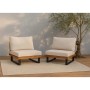 2er-Set Lounge-Sessel H54, hellbraunes Akazienholz, beige Polster für Garten, Terrasse oder Balkon.