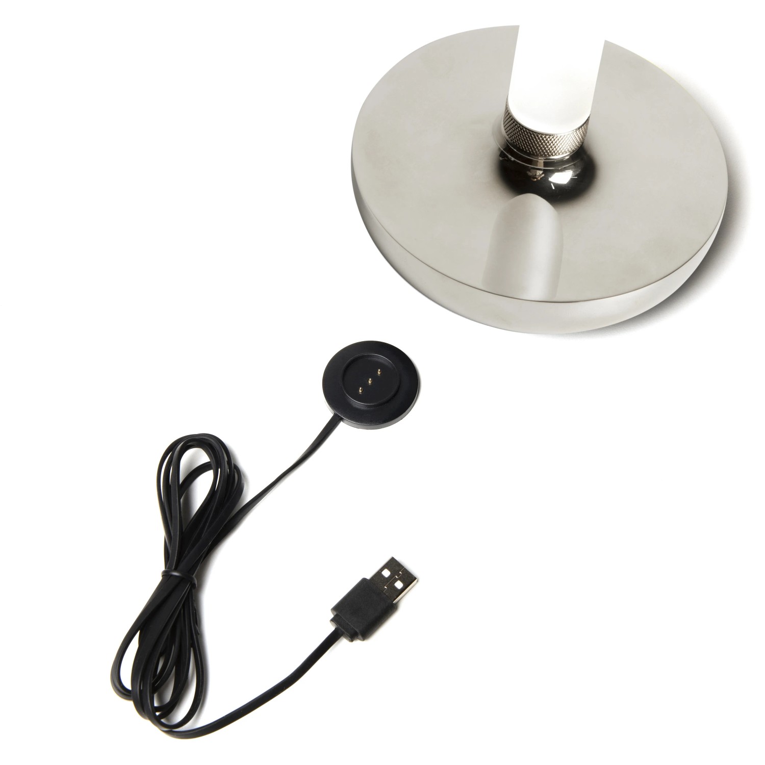 Konstsmide LED-Akku-Vase Biarritz Silber mit Ladekabel, Detailansicht.