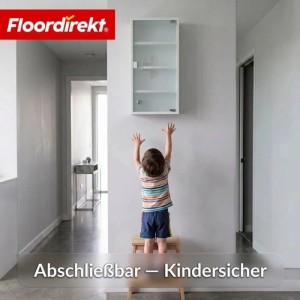Floordirekt Medizinschrank Allen Abschließbarer mit Glastür Weiß 60 x 30 cm 4 Fächer