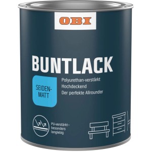 Dose OBI PU Buntlack Feuerrot, seidenmatt, 750ml. Vielseitiger Lack für Innen & Außen.