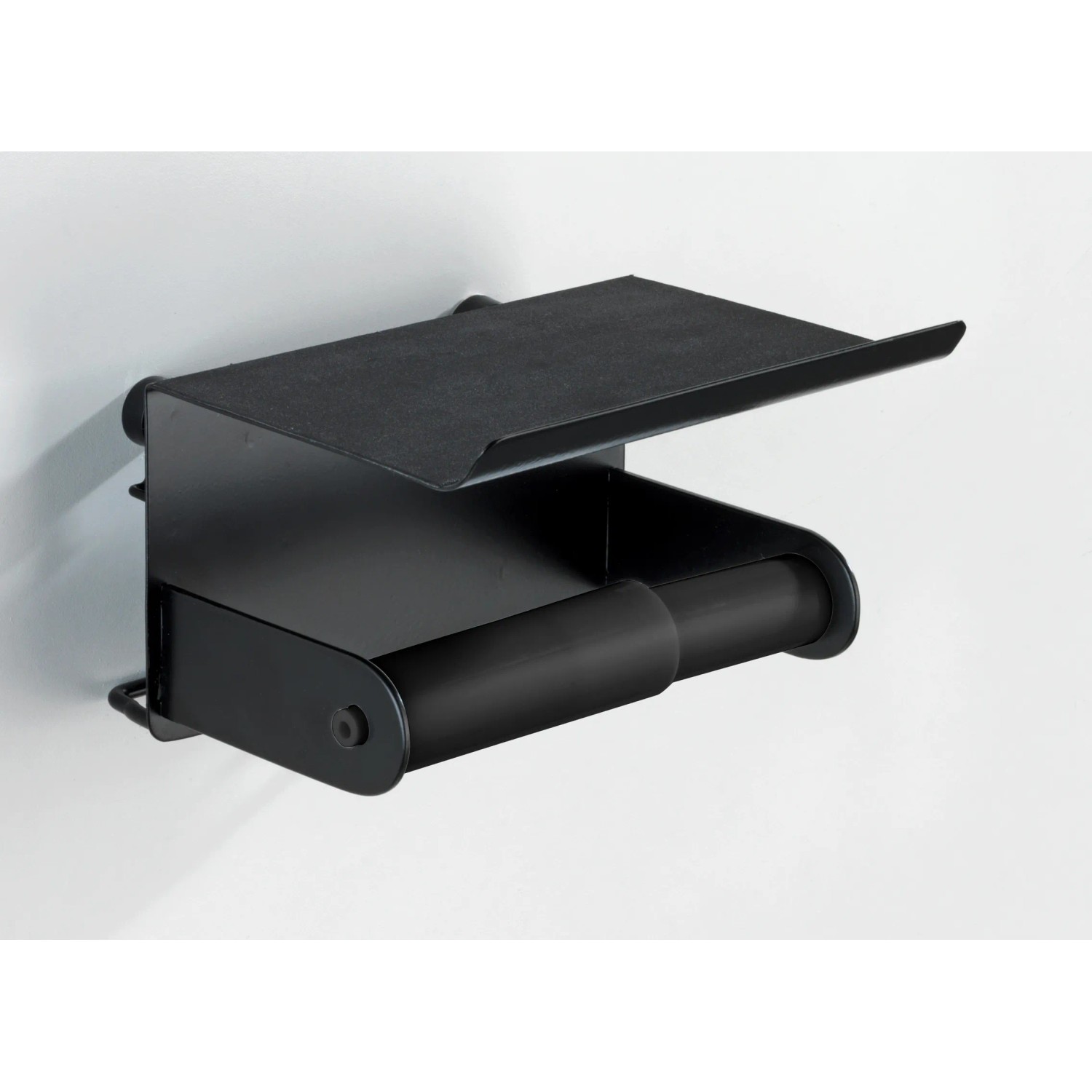Aoory Toilettenpapierhalter Im Industrie-Design – Wandmontage Mit Ablage, Schwarz