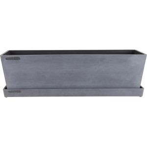 A.H.G. Pflanzkasten Michelangelo, eckig, warmes Grau, 60 cm. Moderner Blumentopf mit Untersetzer.