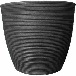 Schwarzes Siena Garden Pflanzgefäß Eco Sevilla, Ø 33cm, mit Rillenstruktur.
