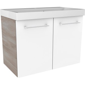 Fackelmann Waschbeckenunterschrank Lima, Steinesche/Weiß, 60 cm breit.