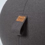 Grauer Sitting Ball Hocker Felt 150 l, Detailaufnahme des Filzbezugs und Tragegriffs.