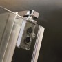 Detailaufnahme: Breuer Drehtür Europa Design, Chrom, Klarglas, Beschläge und Glaselemente.