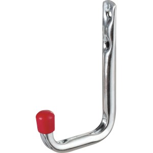 Verzinkter Wandhaken mit roter Gummikappe, geeignet für die Wandmontage.