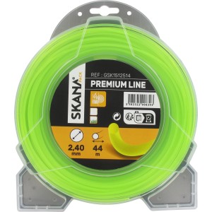 Skana Premium Mähfaden, Rundprofil, 2,4 mm x 44 m, gelb, für Rasentrimmer und Sensen.