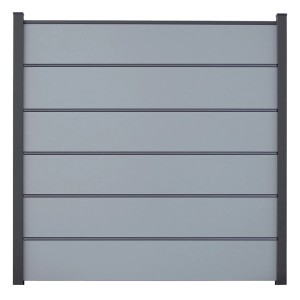GroJa Steckzaun Premium Basicline, 180x180 cm, silbergrau. Sichtschutzzaun aus Kunststoff mit Aluminiumstreben.