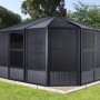 Sojag Pavillon Charleston 384x384 cm mit Stahl Dach und Moskitonetzen.