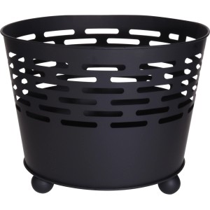 Schwarzer Feuerkorb (35,5 cm) mit Lochmuster und 4 Füßen für gemütliche Abende.