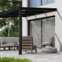 Schwarze Terrassenüberdachung Professional (300x350 cm) mit klarer Polycarbonat-Platte.