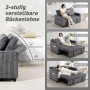 Dunkelgraues HOMCOM Schlafsofa aus Cordstoff, 3-fach verstellbar als Sofa, Liege und Bett.
