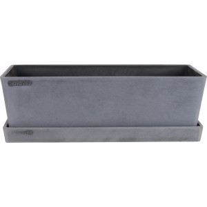 A.H.G. Pflanzkasten Michelangelo, eckig, warmes Grau, 30x11x9,5 cm. Blumentopf mit Untersetzer.