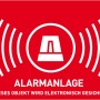 Abus Warnaufkleber für Alarmanlage, rot mit Alarmanlagen-Symbol.