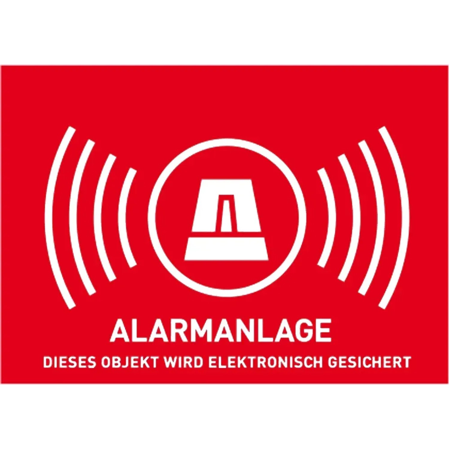 Abus Warnaufkleber für Alarmanlage, rot mit Alarmanlagen-Symbol.