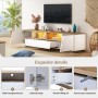 okwish TV Schrank mit LED Schubladen Hochglanz Lowboard Wohnzimmer 180x40x46cm Weiß_7