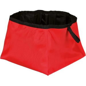 Faltbarer, roter Jollypaw Reise-Trinknapf aus Polyester, 1,8 l Fassungsvermögen.