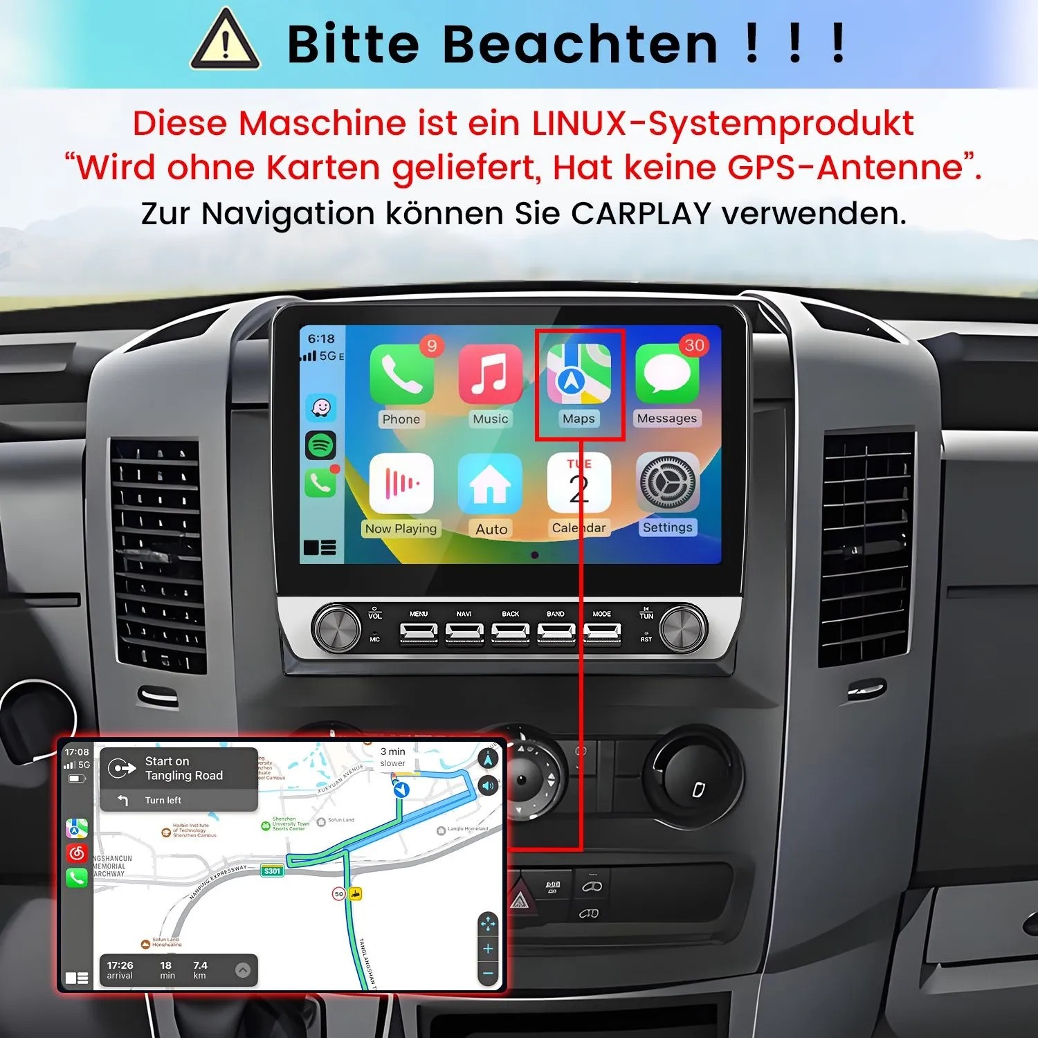 Junsun Autoradio Für BENZ Sprinter VW Crafter 2009-2016 Linux Mit Drehknopf_3