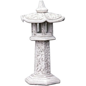Weiße Orbis Zen Gartenfigur, japanische Steinlampe aus Beton, 94x40x55cm, für Gartendeko.