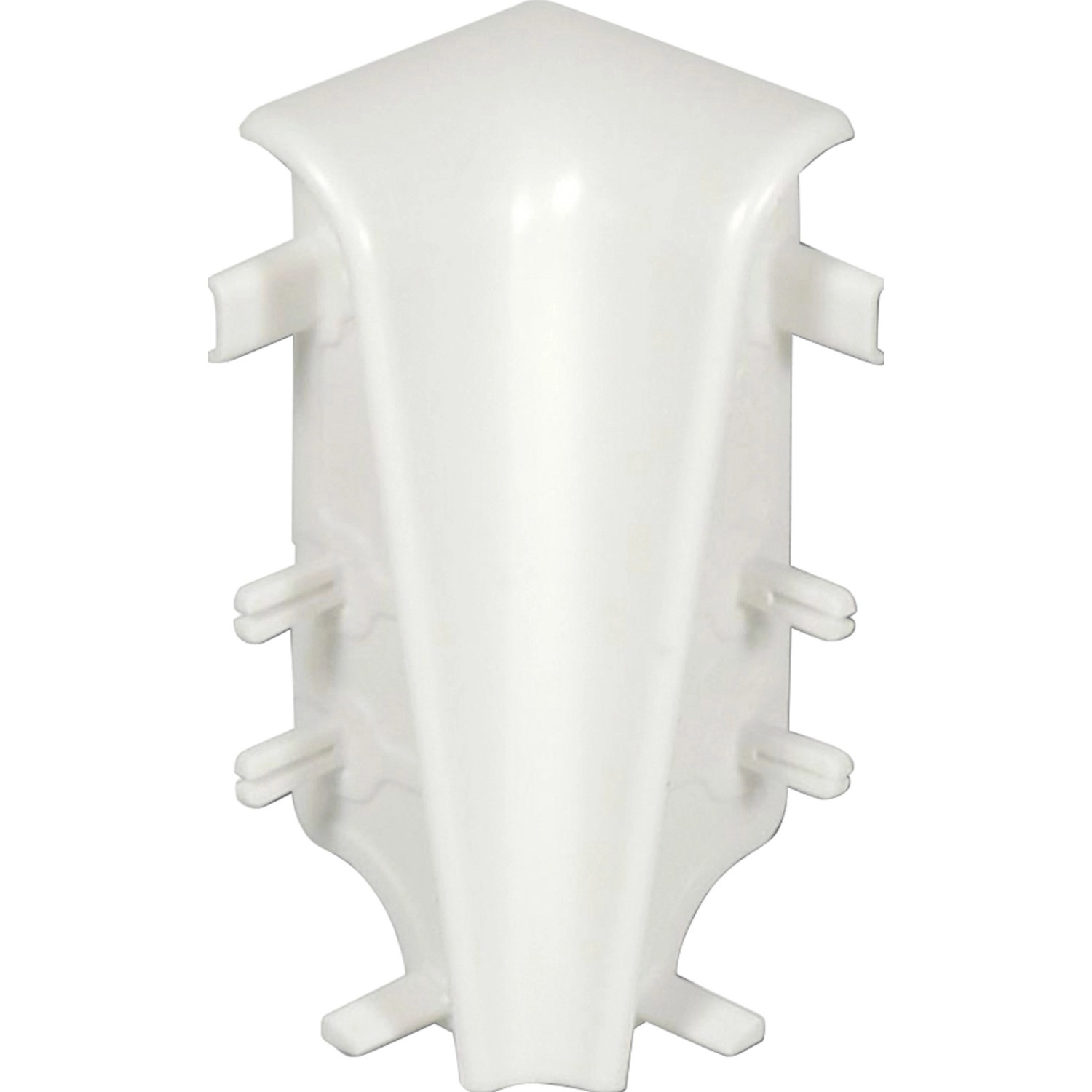 Weiße Innenecke aus Kunststoff für SU/FU018L Sockelleisten, 59x29x20 mm.