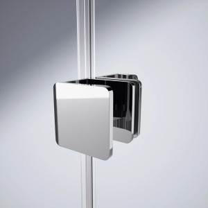 Detailaufnahme: Hüppe Xtensa Pure Walk-In Gleittür, Befestigungselement mit Doppelrollen.
