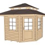 Unbehandeltes Weka Holz-Gartenhaus mit Zeltdach und Fenster. Naturholz-Optik.