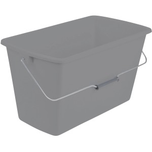 Rechteckiger, grauer Putzeimer (13 l) mit Metallgriff von Keeeper.