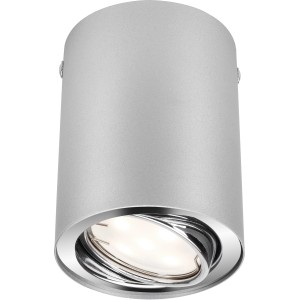 Briloner LED-Decken- & Wandlampe Tube Silber Metall rund  10,5 x 8 cm