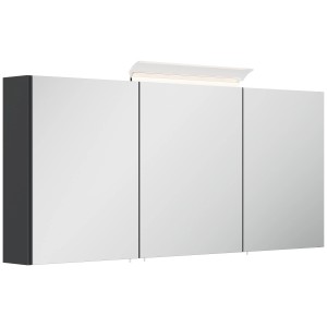 Posseik Spiegelschrank, 140 cm, Grafit, mit LED-Lampe und Glasböden.