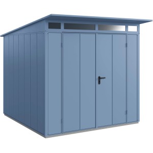 Ecostar Gerätehaus Elegant, Pultdach, taubenblau, Doppeltür. Metall Gerätehaus für Garten.