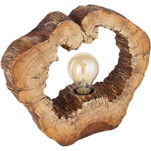 Globo Tischlampe Vinzenz in Holzoptik mit E27 Fassung. Dekorative Design-Tischleuchte für Innenräume.