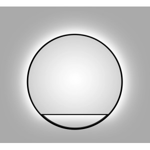 Runder DSK Design LED-Lichtspiegel Silver Cosmos, Ø 80 cm, Schwarz Matt mit umlaufendem Licht.