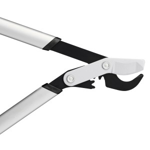 Fiskars PowerGear LX98-L Getriebeastschere, Bypass-Schere mit silbernen Griffen und schwarzer Klinge.