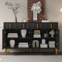 okwish Sideboard mit 4 Türen 4 Schubladen Goldgriffen Wohnzimmer Esszimmer 140x38x82cm Schwarz_3