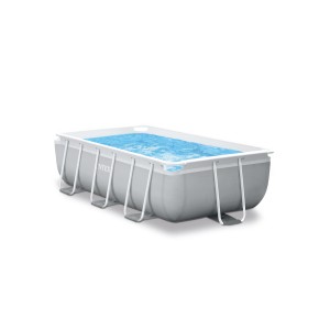Intex Frame Pool-Set Prism Quadra, 300x175x80 cm, grau, mit Stahlrahmen und Wasser.