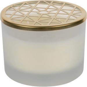 Duftwachs-Glas Blush Bordeaux mit Golddeckel, Mandelduft, Ø 11,1 cm. Dekorative Duftkerze für Wohnräume.