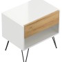 Posseik Nachttisch-Set Industrial B, 2-teilig, weiß/Eiche, mit Metallfüßen.
